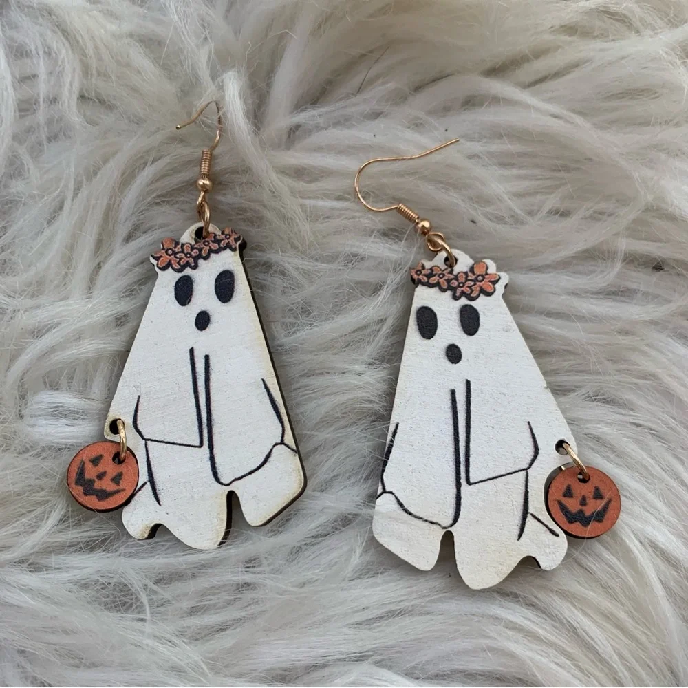 Ghost Trick or Treat Dangle Earrings
